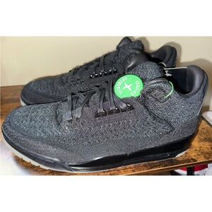 NWT Nike Air Jordan 3 Retro Flykit Glow-in-the-Dark Black Size 12 *Rare Size*